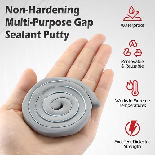 2 Pack Moldable Silicone Putty 1.5 ft x 0.32 in Grey