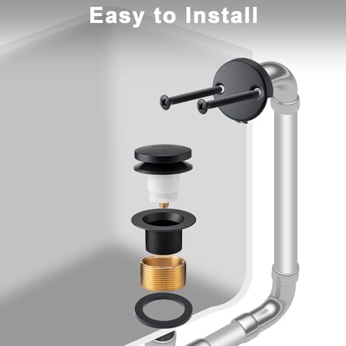 All Metal Tip-Toe Bathtub Drain Stopper Kit with 2-Hole Overflow Faceplate