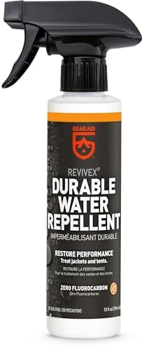 GEAR AID Revivex Durable Water Repellent (DWR) Spray for Waterproof Jackets, Rain Gear, Gore-TEX, Tents & Camping Gear – Restore Waterproofing & Breathability, Various Sizes