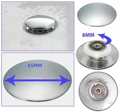 2Pcs Chrome Basin Waste Easy Pop Up Bathroom Sink Drains Push Button Click Clack Plug 66mm Easy to Use