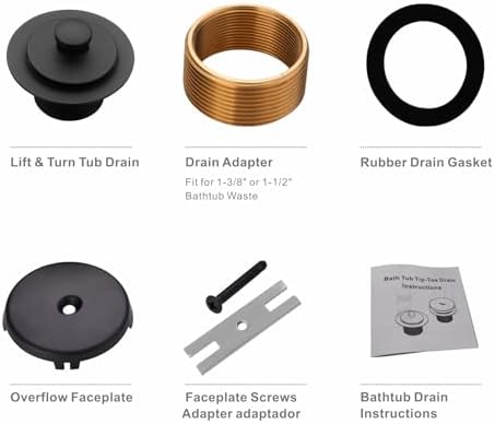 WELLUP Black Bathtub Drain Conversion Kit,Lift & Turn Tub Drain Overflow
