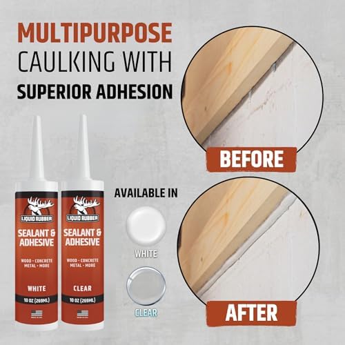 Liquid Rubber Waterproof Sealant & Adhesive Caulk, White, 10.2 oz, 1 Pack