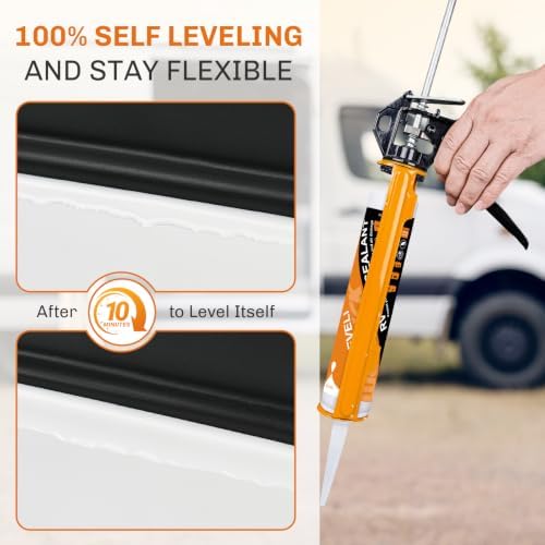 WELLUCK 12PC Self Leveling RV Roof Sealant Lap for RV Roofs, White Flexible Repair Caulking Rubber Epdm Sealant for Camper Motorhomes Trailers, Secure Odorless Waterproof & UV All Weather Adhesive