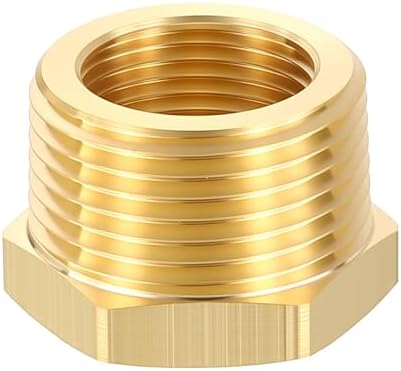 METALLIXITY 1PCS 1" MNPT x 3/4" FNPT Thread Brass Hex Bushing Extension | Brass Pipe Fittings, Tube Adapters Convert for Water Line, Tub Spout/Shower Head