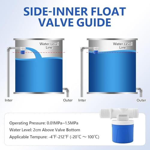 2Pcs 3/4" Aquapulse Side Inlet Water Float Valve, Automatic Water Level Conrtol Valves, Aqua pluse Water Tank Float Valve for Livestock, Swimming Pool, Toilet, Garden Irrigation System, 3/4" Hose
