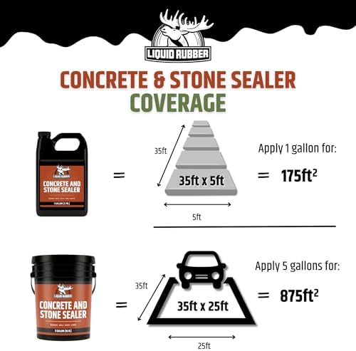 Liquid Rubber Concrete & Stone Sealer, Clear, Waterproof, Satin, 5 Gallon