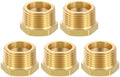 METALLIXITY 5PCS 1" MNPT x 1/2" FNPT Thread Brass Hex Bushing Extension | Brass Pipe Fittings, Tube Adapters Convert for Water Line, Tub Spout/Shower Head