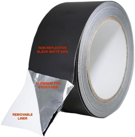 GGR Supplies T.R.U. AF-22A-B Aluminum Foil Black Matte Tape Non Reflective with Acrylic Adhesive. (2" X 27 Yards (25Mts) Pack of 1)
