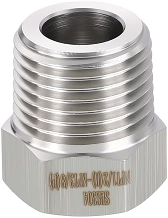 METALLIXITY 1PCS 1/2" MNPT x 3/8" FNPT Thread SUS304 Hex Bushing Extension | 304 Stainless Steel Pipe Fittings, Tube Adapters Convert for Water Line, Tub Spout/Shower Head