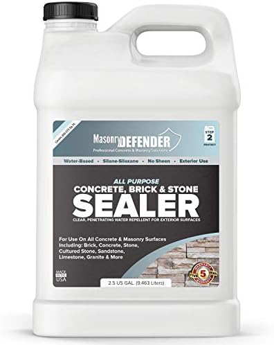 MasonryDefender All Purpose Brick Stone & Concrete Sealer - Transparent Penetrating Waterproof Coating for Outdoor Masonry Surfaces - 2.5 Gallon