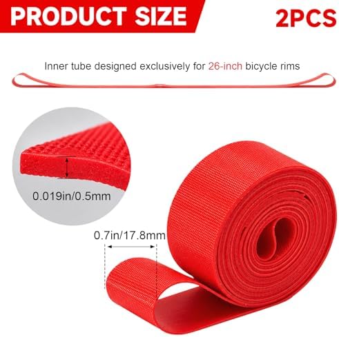 2 Pack Bicycle Rim Liner Rim Tape 26 Inch Bike Rim Strip, High Pressure & Puncture Resistant Tire Liner for Inner Tube Protection, Fits Mountain & Road Bikes, PVC Rim Protector