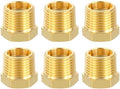 METALLIXITY 6PCS 3/8" MNPT x 1/8" FNPT Thread Brass Hex Bushing Extension | Brass Pipe Fittings, Tube Adapters Convert for Water Line, Tub Spout/Shower Head