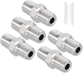 Pack of 5, 1/8" Male NPT to 1/8" Male NPT SUS304 Hex Nipple | Solid Male Pipe Adapter Hose Connectors with Sealing Tape for Pipe Repair, Bathroom Remodel, Tool Extensions, Compression