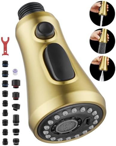 Kitchen Faucet Head Replacement, Brushed Gold Pull Down Spray Head