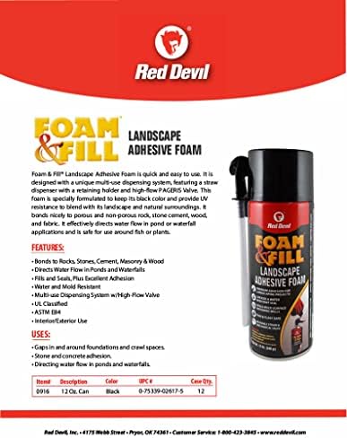 Red Devil 0916 Spray Foam & Fill Landscape Adhesive Foam, 12 oz. , Black