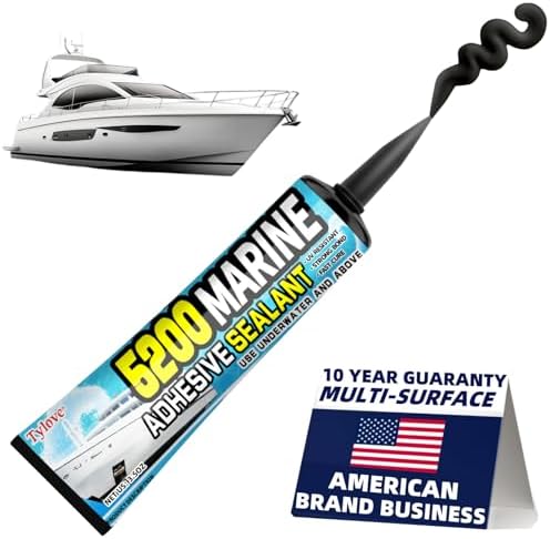 5200 Marine Sealant Adhesive Fast Cure - Permanent, Watertight Bonding and Sealing - UV Resistant, Above & Below Waterline- for Boats, Hulls, Decks & RVs,Pond Sealant 3oz (1Pack Black)