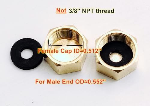 (Pack of 10) Brass 3/8'' Compression valve Cap Fitting for Sink Shut off Angle Stop Water Line Valve with Sealing Rubber Gasket Washer