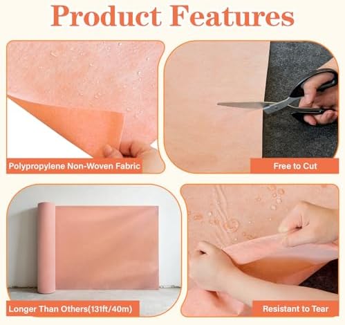 3.3 FTx131.2 FT Waterproof Membrane for Shower, 432.9Sq FT, 24.8 mil Thick, Waterproofing Membrane, Polyethylene Fabric Roll, Easy to Cut for Bathroom, Kitchen, Sauna, Walls and Wet Areas
