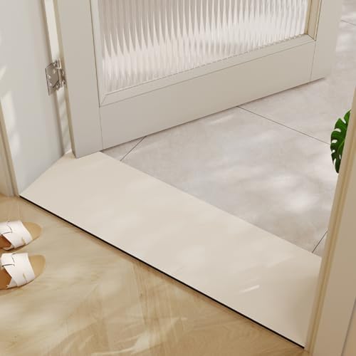 Super Absorbent Bath Mat for Shower & Tub, Bathroom Door Strip Runner, Under Shower Curtain Drip Rail, Non-Slip Floor Protector, Cut to Fit (Ivory, 31''x12'')