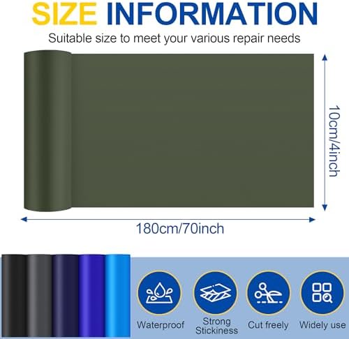 Fabric Repair Tape, Self Adhesive Nylon Repair Patch Kit Army Green 4"x 70"
