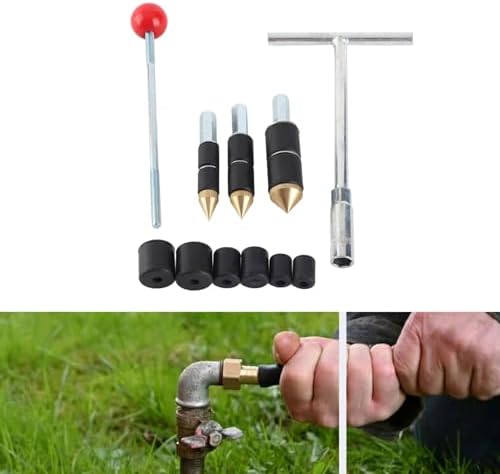 Stainless Steel Pipe Water Stopper Tool, Hot Melt Water Stop Needle Kit with Rubber Rings and Wrench for Emergency Leak Repair in Walls Corners Tunnels
