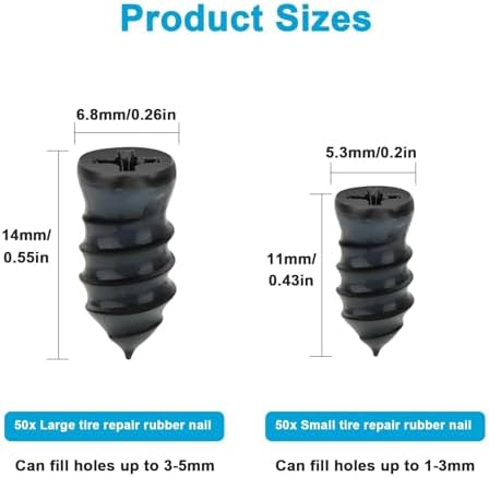 Linkstyle 100PCS Tire Repair Screws, Screw-in Tire Plugs, 2 Screwdrivers