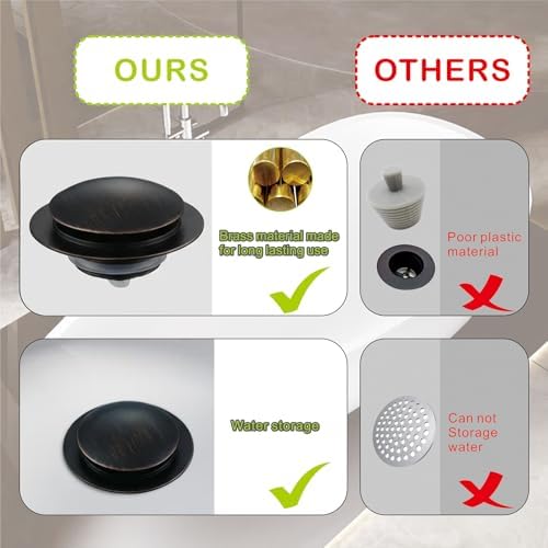 Bathtub Drain Stopper Pop Up Universal - Bronze Replacement Seal