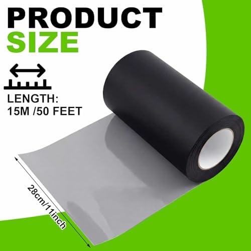 Feifeiya 11" x 50' Butyl Deck Joist Tape Flashing and Ledger Protect Rim Tape Waterproof Black Wheel Rim Support Belt for Decking Seal Wood Beams Roof Terraces Crossbeams