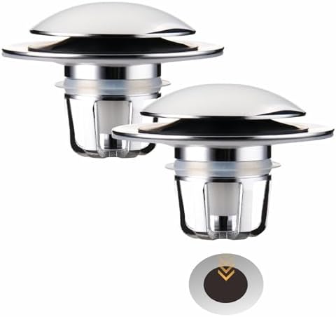 WELLUP Bathroom Sink Stopper,Sink Drain Stopper Pop Up Strainer Silver