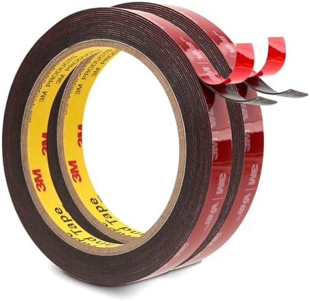 3M Double Sided Mounting Tape Heavy Duty 0.5" x 15.4 Ft 2 Pack Black 5925 | 0.025in Thick Foam Tape Strong Adhesive for Car Décor Home Office Logos