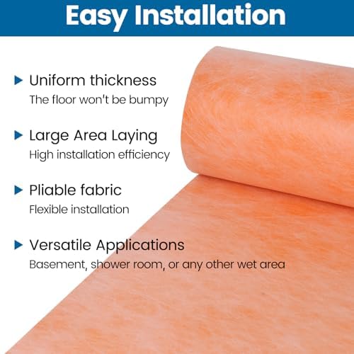 Muzata Waterproofing Membrane for Shower 125 Sq Ft 3.8x33feet 23.6 Mil M034
