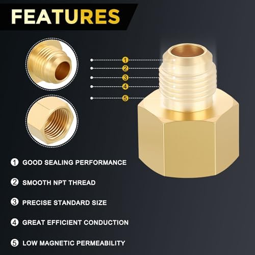 METALLIXITY 3PCS 1/2"FNPTx3/8"Flare Male Thread Brass Hex Extension Adapter | Female to Male Adapters, Brass Pipe Fittings for Water Line, Tub Spout/Shower Head