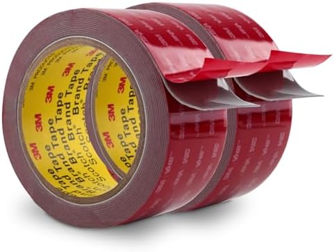 3M Double Sided Tape Heavy Duty 2" x 15.4Ft 2 Pack Grey | Waterproof High Temperature Resistance Mounting Tape Foam Tape for Indoor Outdoor Home Office Car Decor