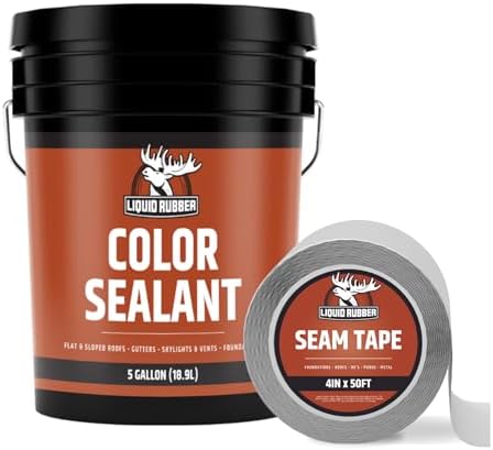 Color Roof Sealant Roof Bundle- 5g Roof Coating (Beige) & 4in x 50ft Seam Tape