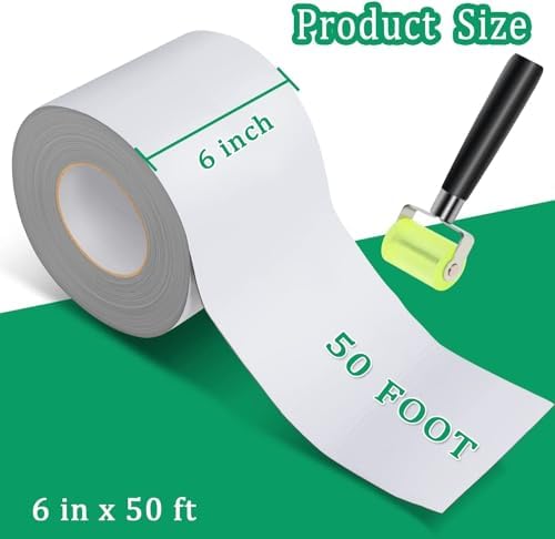 RV Roof Tape 6" x 50 Ft White, Butyl RV Sealant Tape with Rubber Roller Kit