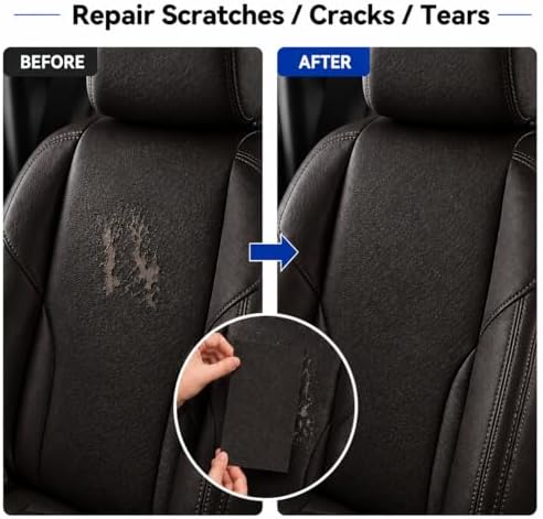 2PCS 8×4 Inch PU Leather Patch for Car Seat Repair, Self-Adhesive Leather Repair Patch Tape for Vinyl Leather Upholstery, Car Seat Furniture Repair Kit (Deep Coffee)
