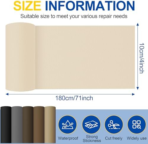 Fabric Repair Tape, Self Adhesive Canvas Repair Patch Kit LightBeige 4"x71"
