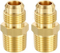 METALLIXITY 2PCS 3/8" Male Flare x 3/8"MNPT Thread Brass Hex Nipple Adapter | Male Straight Extension Adapters, Brass Pipe Fittings for Water Line, Tub Spout/Shower Head