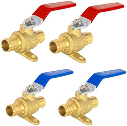 4 PCS Foskan 1/4" Turn PEX Crimp Ball Valves, 1"Drop Ear Shut-off Valve