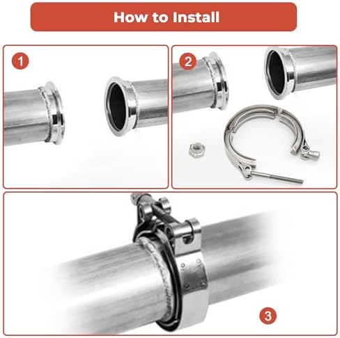 AKIHISA 2.36 Inch V Band Clamp-Stainless Steel_304, for Turbo Exhaust Down pipe Flange Kit, Racing Ford Pickup Truck Exchange Exhaust Accessories
