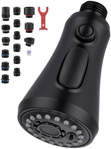 Kitchen Faucet Head Replacement, Matte Black Pull Down Spray Head