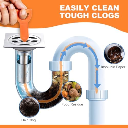 Drain Snake Clog Remover - 6 Pack 20 Inch Flexible Hair Tool