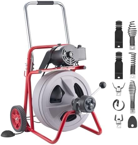 VEVOR Drain Cleaner Machine 75 FT x 1/2 Inch Auto Feed Sewer Snake Auger