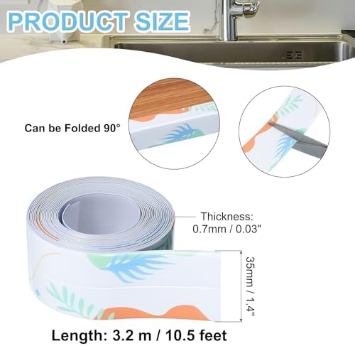 PATIKIL Caulk Tape Waterproof Self Adhesive, PVC Toilet Caulking Sealant Strip Bathtub Caulk Sealing Strip Tape for Bathroom Kitchen Countertop, Seaweed (1.4 Inch x 10.5 Ft)