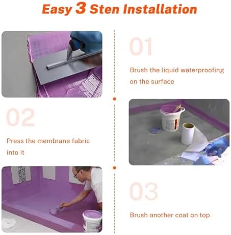 One Sight 6 Inches X 75 Feet Waterproofing Membrane Fabric, Roll Anti-Fracture Non-Woven Liquid Waterproof Fiberglass Mesh Tape for Bathroom Shower Walls, Floors, Tiles, Seam (Pack of 2)