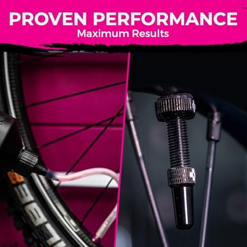 Muc-Off 1 Liter Tubeless Tire Sealant + 60mm Black Presta Valve - Bundle | Seals Punctures Up to 6mm | Ideal for MTB | Long-Lasting and Biodegradable