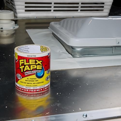 Flex Tape, Original Thick Flexible Rubberized Waterproof Tape - Seal and Patch Leaks, Works Underwater, Indoor Outdoor - Home RV Roof Plumbing and Pool Repairs, White, 12 in x 10 ft, Pack of 1