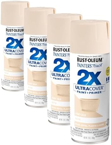 Rust-Oleum 334073 Painter's Touch 2X Ultra Cover Spray Paint, 12 oz, Satin Ivory Silk (Pack of 4)