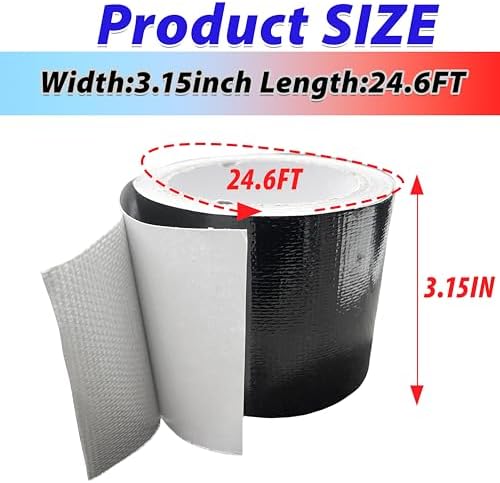 WaterproofRepair Tape for Fabric, 3.1IN x24.6FT Outdoor Repair-Black | For RV Roof, Tarp, Tent, Sail and Boat Cover Outdoor Repair Patch, Multipurpose Awning Repair Tape