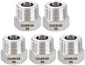 METALLIXITY 5PCS 3/4" MNPT x 3/8" FNPT Thread SUS304 Hex Bushing Extension | 304 Stainless Steel Pipe Fittings, Tube Adapters Convert for Water Line, Tub Spout/Shower Head